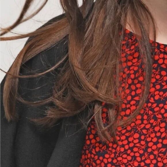 GAP Red Navy Small Cherry Print Henley Neckline‎ Soft Tie Shirt Dress - Picture 7 of 15